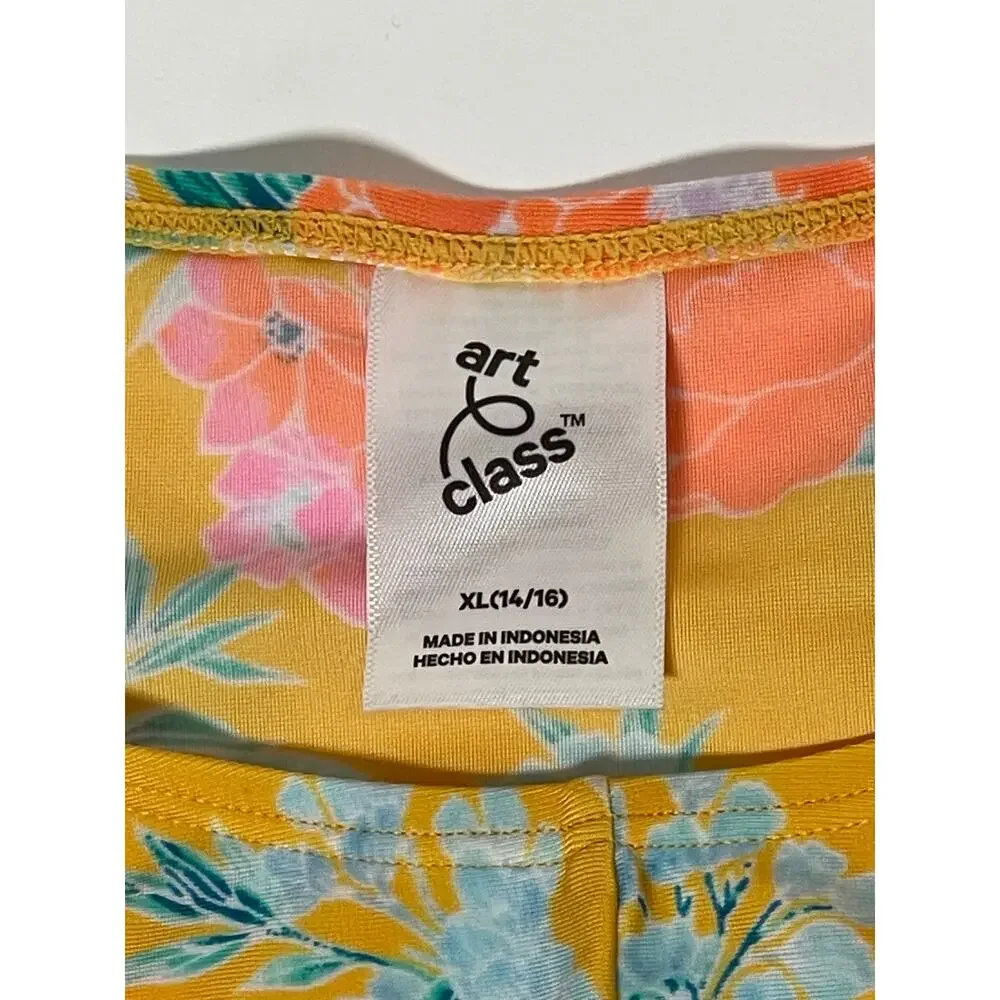 NWT X-Large  14/16- Girls' Floral Print  Bikini Top  - Art Class